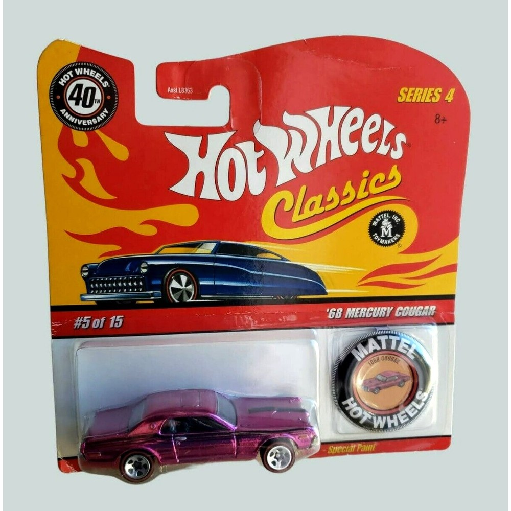 Hot Wheels Classics Series 4 '68 Mercury Cougar 40th Anniversary Button Pink MOC